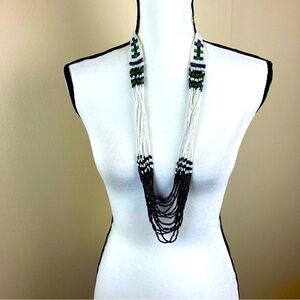Boho seed bead multi strand statement necklace statement